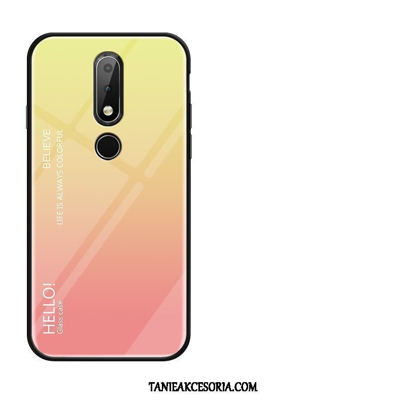 Etui Nokia 7.1 Kreatywne Zakochani Telefon Komórkowy, Futerał Nokia 7.1 Osobowość Szkło Gradient Orange