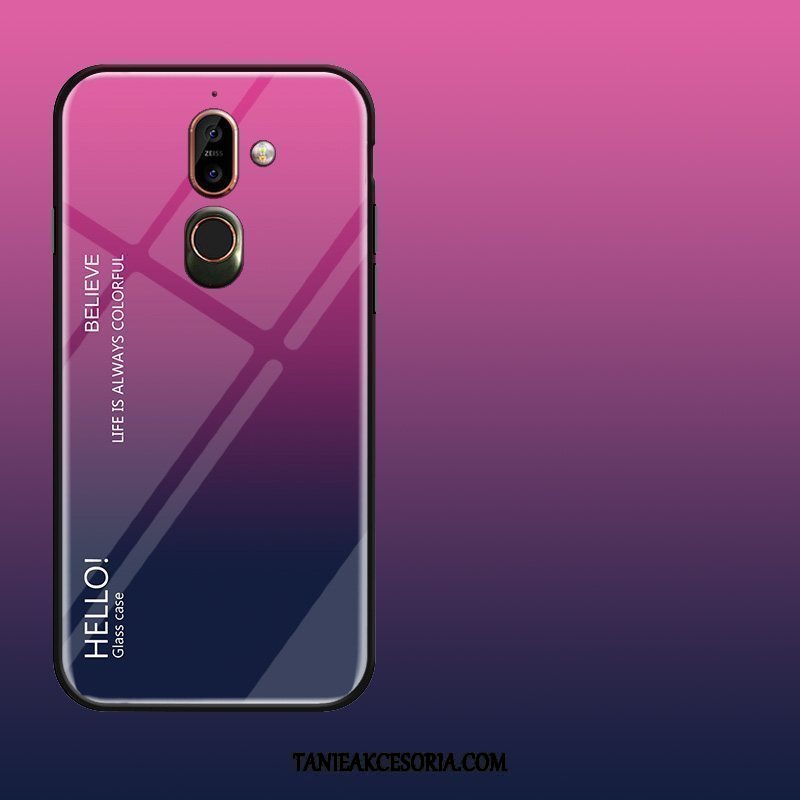 Etui Nokia 7 Plus Anti-fall Purpurowy Gradient, Obudowa Nokia 7 Plus Kreatywne Telefon Komórkowy Szkło