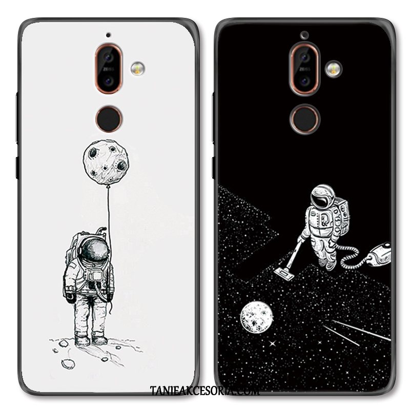 Etui Nokia 7 Plus Relief Czarny Kreatywne, Obudowa Nokia 7 Plus Ochraniacz Anti-fall Osobowość