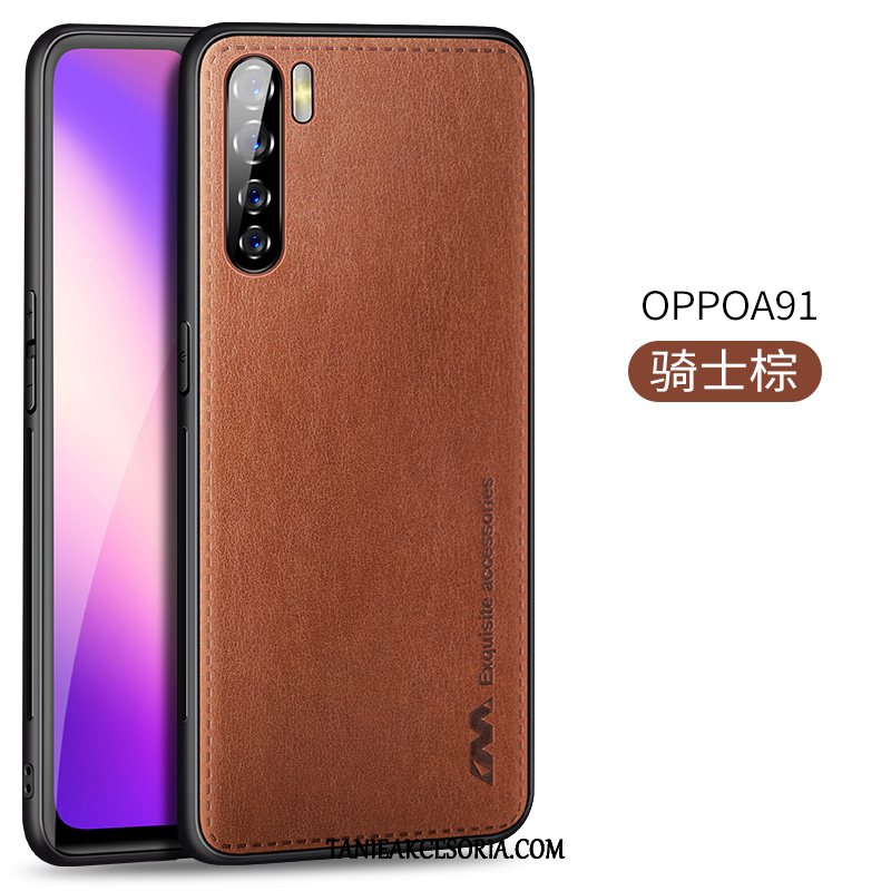 Etui Oppo A91 Telefon Komórkowy Czarny Ochraniacz, Futerał Oppo A91 Skórzany Magnetyzm Silikonowe Braun