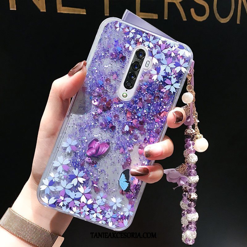 Etui Oppo Reno 2 Telefon Komórkowy Fioletowy Bransoletki, Obudowa Oppo Reno 2 Miękki Liquid Tendencja