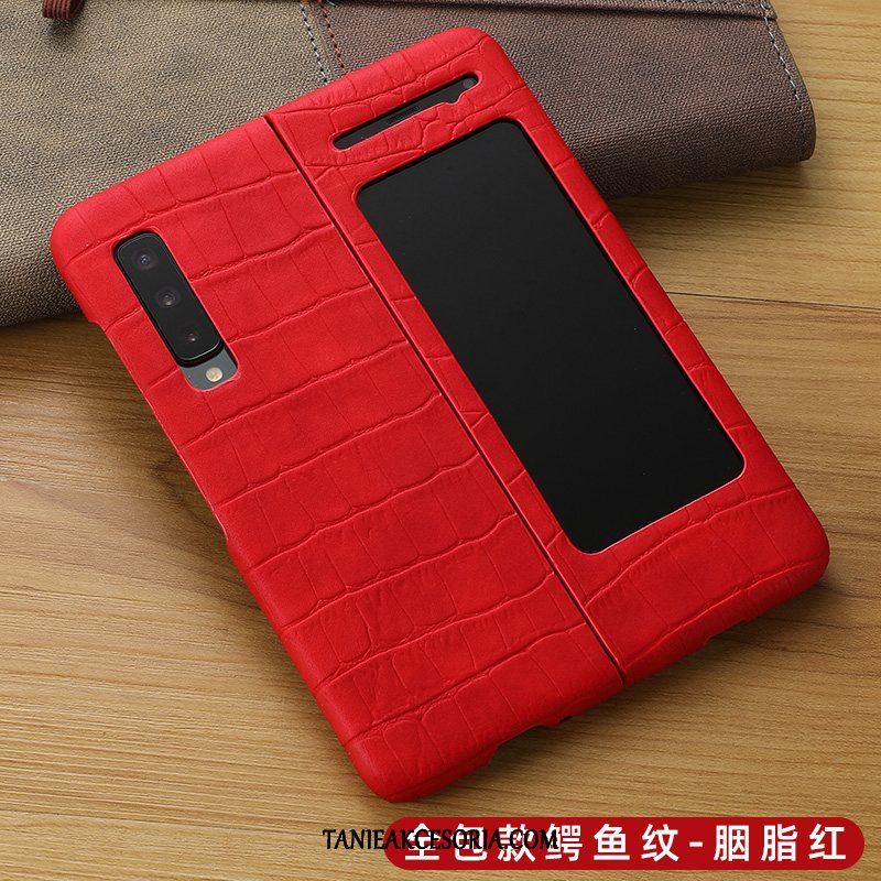 Etui Samsung Fold All Inclusive Ochraniacz Prawdziwa Skóra, Futerał Samsung Fold Czerwony Skórzany Telefon Komórkowy
