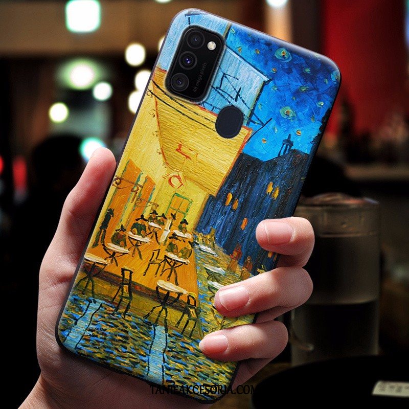 Etui Samsung Galaxy M30s Relief Anti-fall Gwiazda, Futerał Samsung Galaxy M30s Miękki Niebieski Telefon Komórkowy