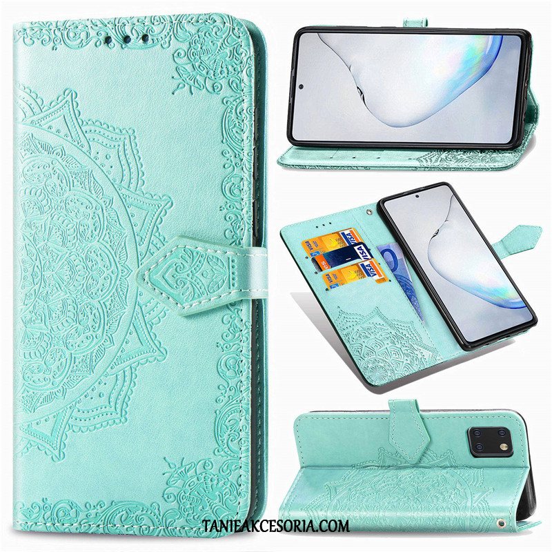 Etui Samsung Galaxy Note 10 Lite Relief Telefon Komórkowy Zielony, Pokrowce Samsung Galaxy Note 10 Lite Relief Skórzany Futerał Jednolity Kolor