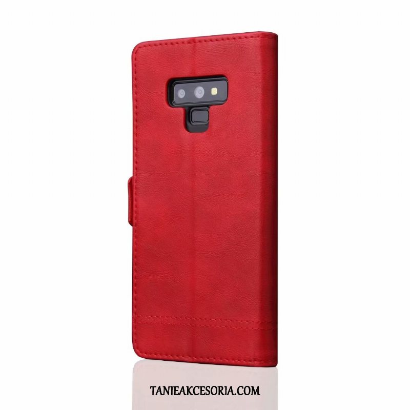 Etui Samsung Galaxy Note 9 Skórzany Klapa Telefon Komórkowy, Futerał Samsung Galaxy Note 9 Czerwony Portfel Pakiet Kart