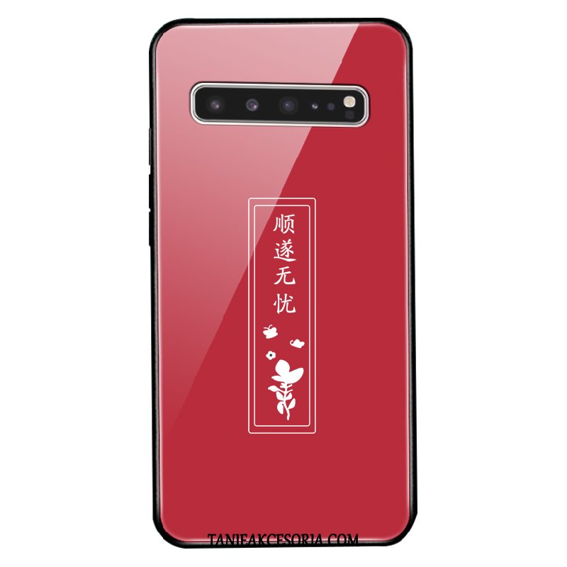 Etui Samsung Galaxy S10 5g Dostosowane Czerwony Bogactwo, Obudowa Samsung Galaxy S10 5g Chiński Styl Szkło Ochraniacz