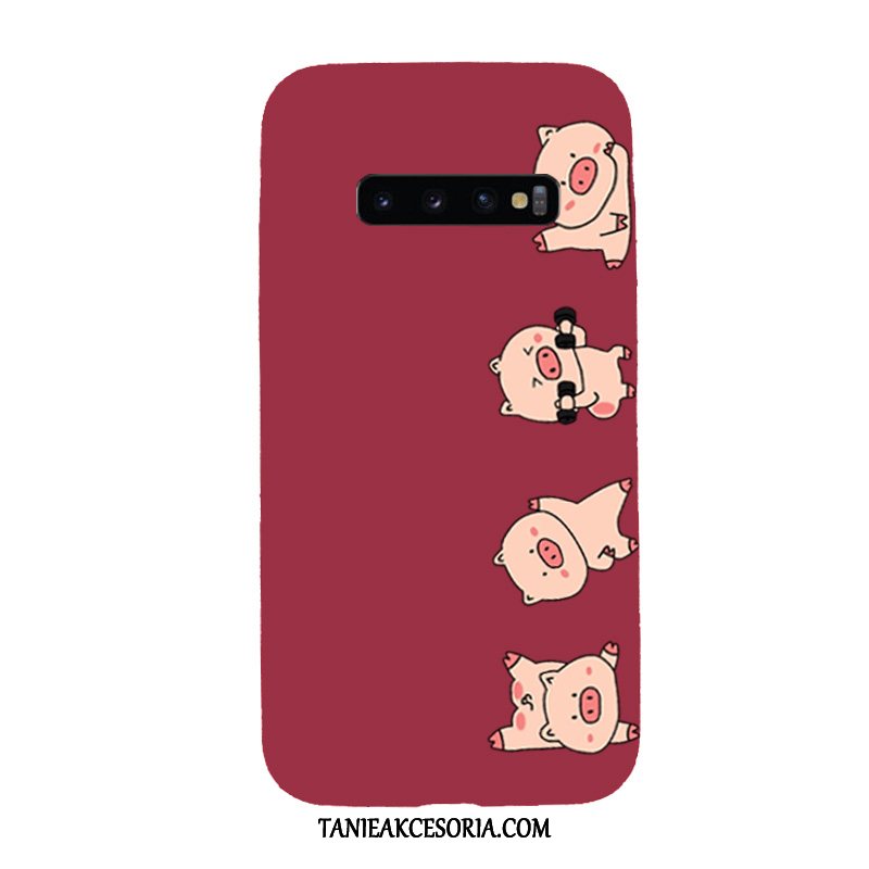 Etui Samsung Galaxy S10 Telefon Komórkowy Kreskówka Czerwony, Obudowa Samsung Galaxy S10 All Inclusive Nubuku Cienkie