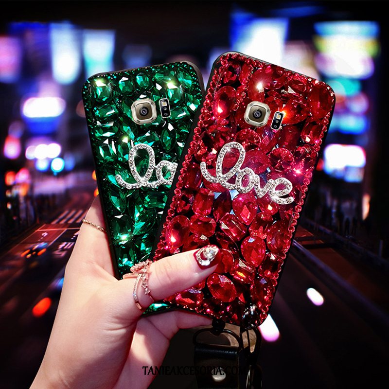 Etui Samsung Galaxy S6 Gwiazda Czerwony Miękki, Obudowa Samsung Galaxy S6 Anti-fall Ochraniacz Rhinestone