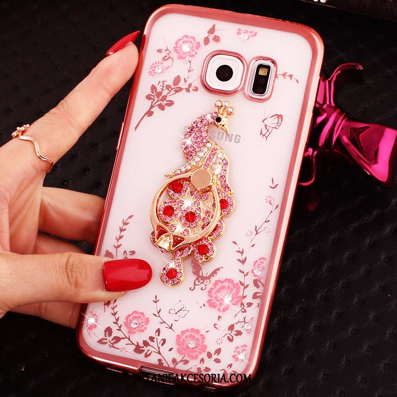 Etui Samsung Galaxy S6 Klamra Telefon Komórkowy Rhinestone, Pokrowce Samsung Galaxy S6 Ochraniacz Ring Różowe