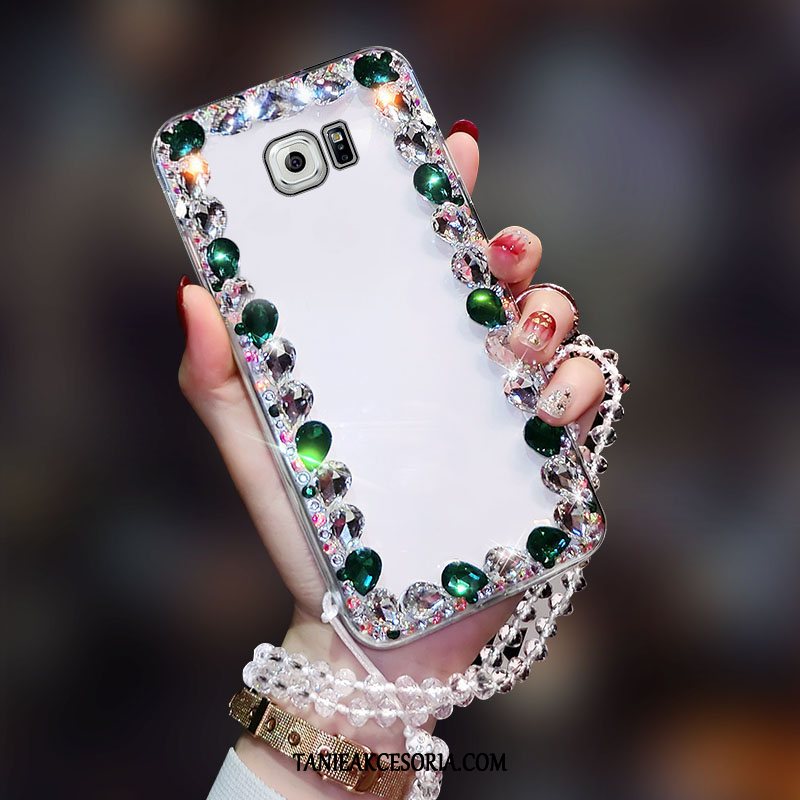 Etui Samsung Galaxy S6 Rhinestone Ochraniacz Zielony, Futerał Samsung Galaxy S6 Miękki Tendencja Przezroczysty