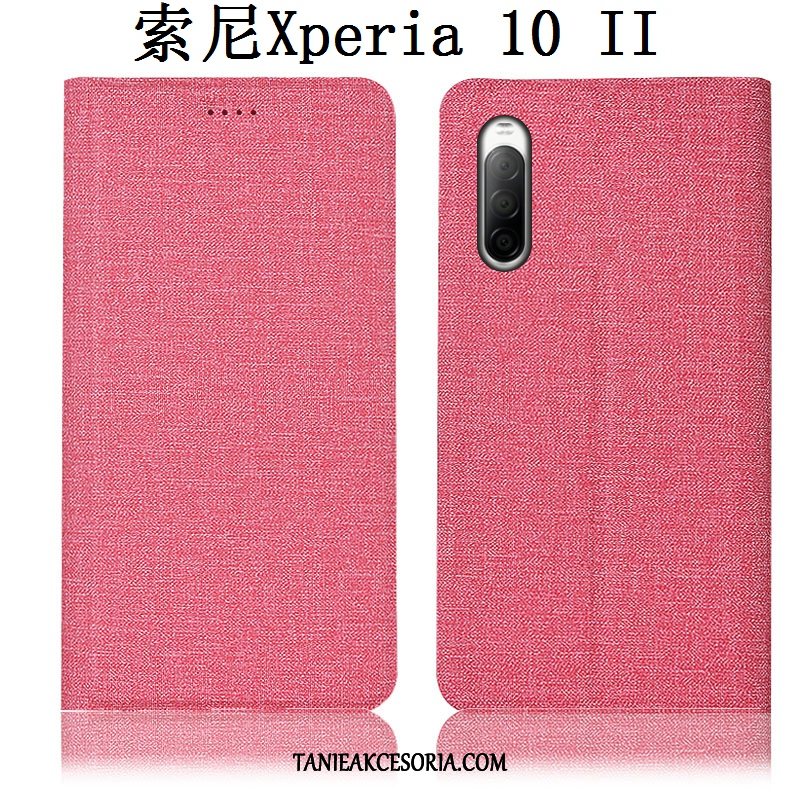 Etui Sony Xperia 10 Ii Telefon Komórkowy Skórzany Futerał Ochraniacz, Obudowa Sony Xperia 10 Ii Anti-fall Różowe Bawełna I Len