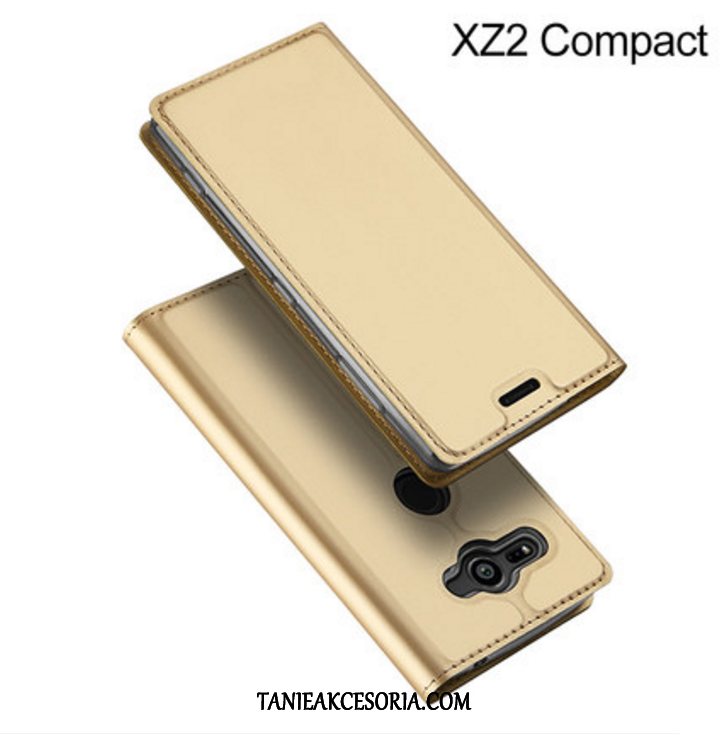 Etui Sony Xperia Xz2 Compact Karta Wspornik All Inclusive, Obudowa Sony Xperia Xz2 Compact Telefon Komórkowy Złoto Skórzany Futerał