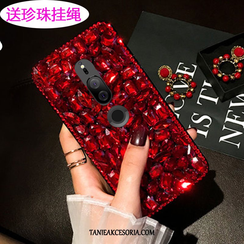 Etui Sony Xperia Xz2 Premium Czerwony Netto Rhinestone Ochraniacz, Obudowa Sony Xperia Xz2 Premium Telefon Komórkowy