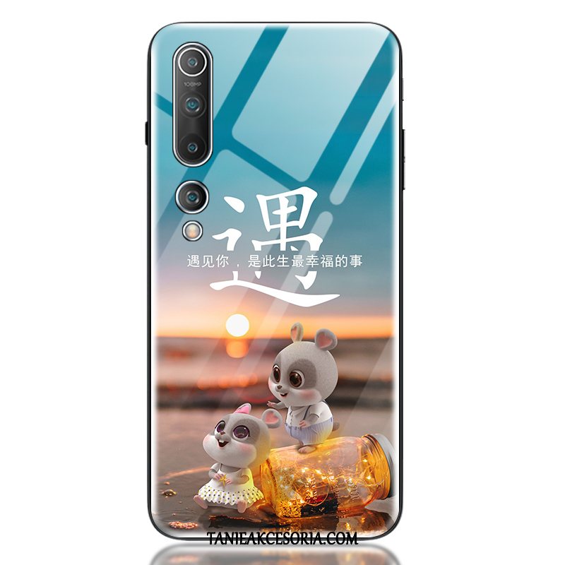Etui Xiaomi Mi 10 Ochraniacz Szkło Hartowane Kreatywne, Futerał Xiaomi Mi 10 Kreskówka Osobowość Mały Beige