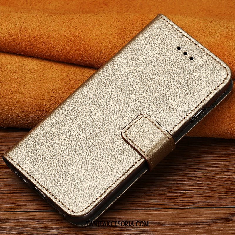 Etui Xiaomi Mi 10 Pro Klamra Skórzany Futerał Złoto, Obudowa Xiaomi Mi 10 Pro Prawdziwa Skóra Telefon Komórkowy Ochraniacz Beige