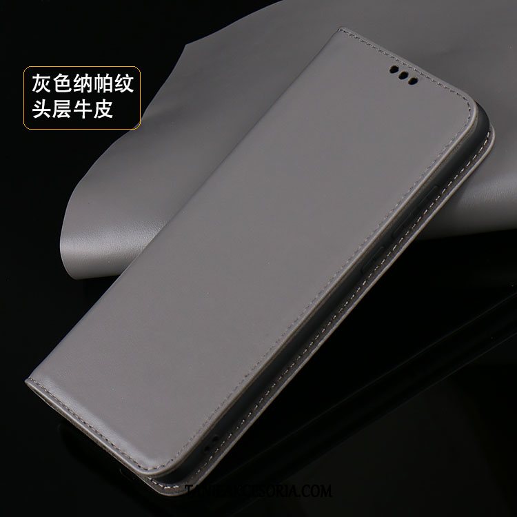 Etui Xiaomi Mi 10 Pro Prawdziwa Skóra Szary Mały, Pokrowce Xiaomi Mi 10 Pro Telefon Komórkowy Silikonowe Wzór Beige