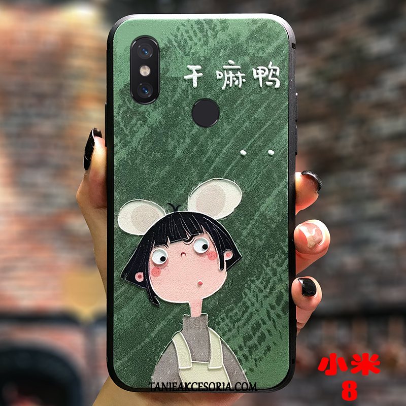 Etui Xiaomi Mi 8 Kreskówka Kreatywne Mały, Futerał Xiaomi Mi 8 Trójwymiarowy Wzór Relief Beige