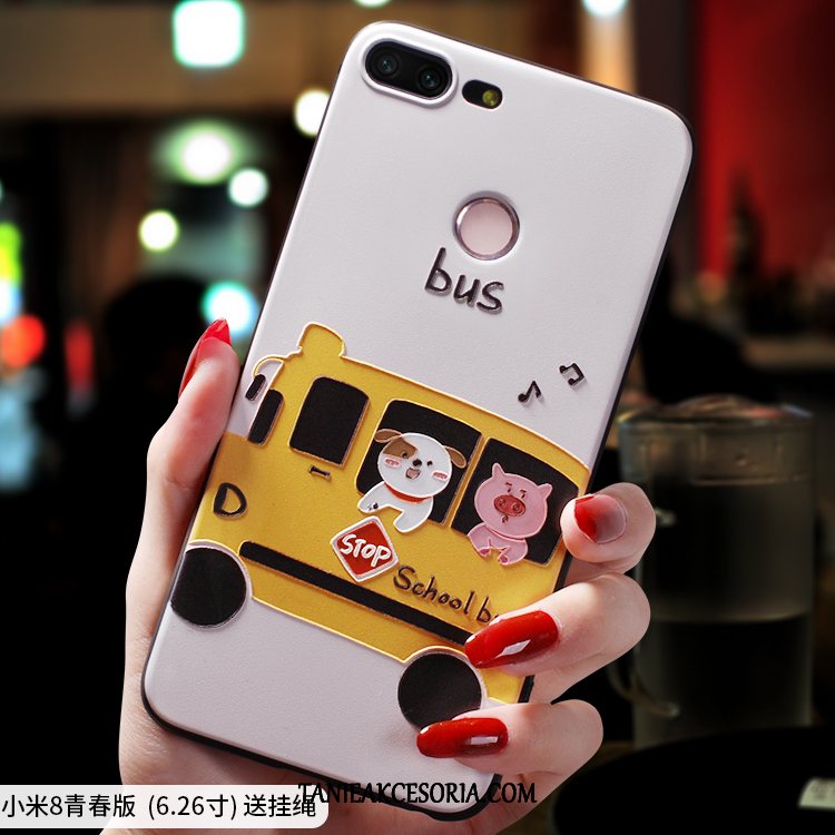 Etui Xiaomi Mi 8 Lite Czerwony Telefon Komórkowy Silikonowe, Pokrowce Xiaomi Mi 8 Lite Anti-fall Osobowość Biały Beige