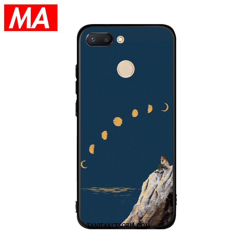 Etui Xiaomi Mi 8 Lite Miękki Niebieski Proste, Futerał Xiaomi Mi 8 Lite Silikonowe Obraz Olejny Ochraniacz Beige