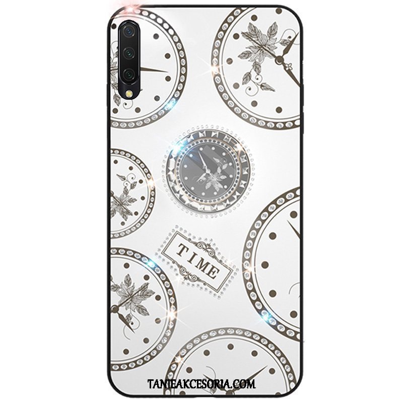 Etui Xiaomi Mi 9 Lite Wiszące Ozdoby Mały Anti-fall, Pokrowce Xiaomi Mi 9 Lite Szkło Hartowane Biały Rhinestone Beige