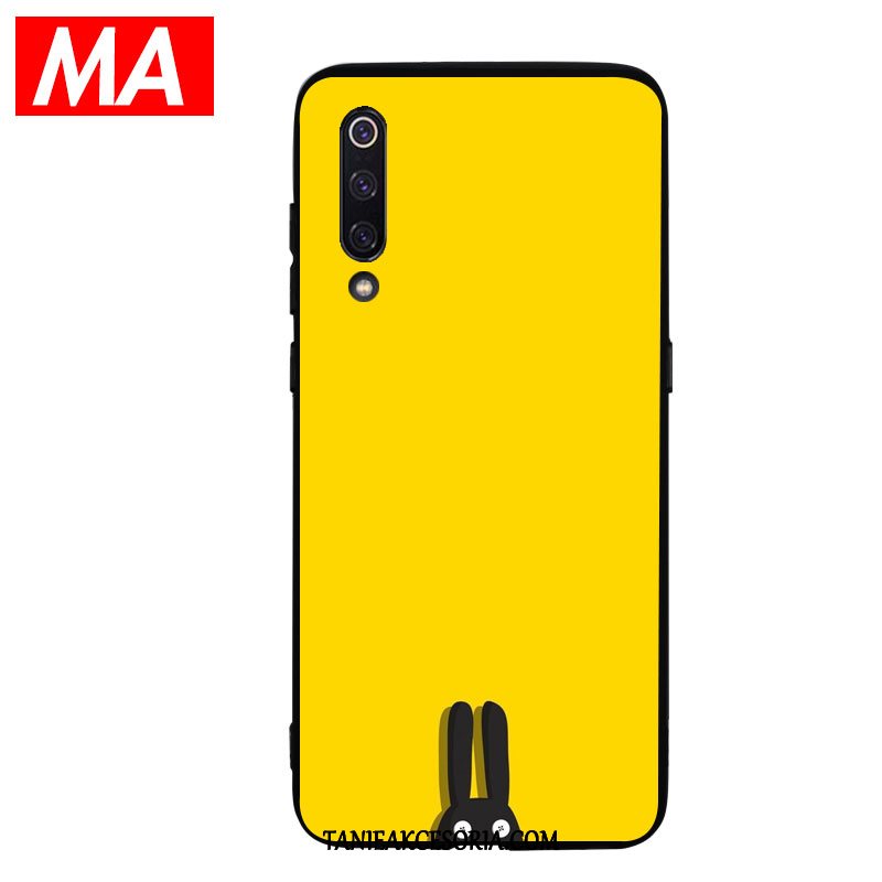 Etui Xiaomi Mi 9 Proste Królik Kotek, Obudowa Xiaomi Mi 9 Czarny Miękki Żółty Beige