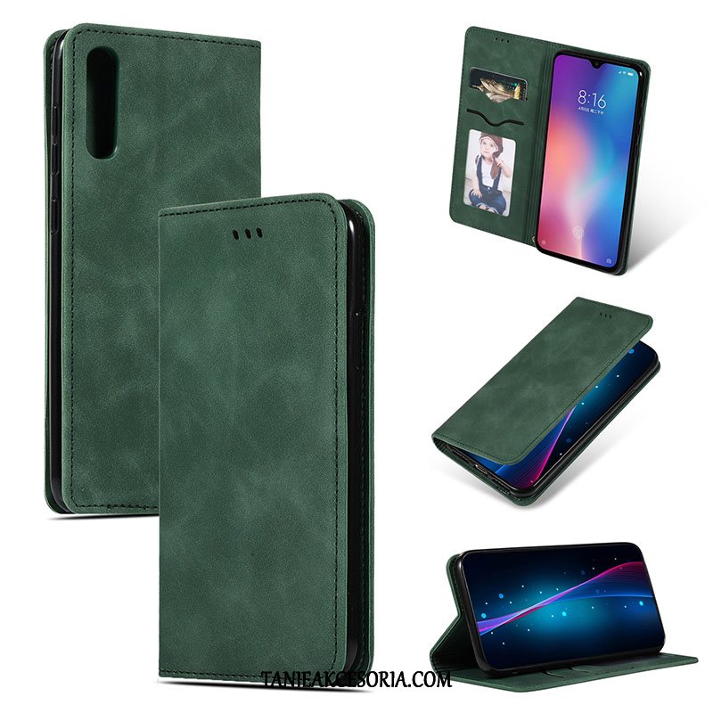 Etui Xiaomi Mi 9 Se Skórzany Telefon Komórkowy Ochraniacz, Futerał Xiaomi Mi 9 Se Ciemnozielony Anti-fall Mały Beige