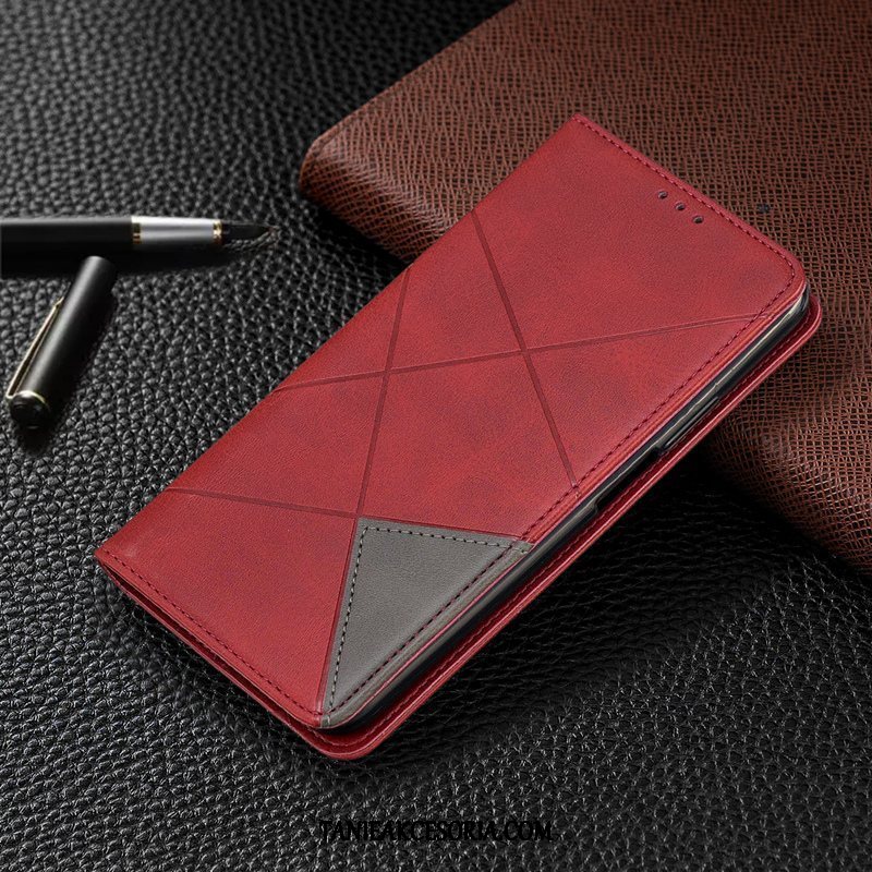 Etui Xiaomi Mi A3 Automatycznie Telefon Komórkowy Mały, Obudowa Xiaomi Mi A3 Skórzany Futerał Ochraniacz Czerwony Beige