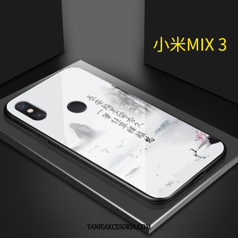 Etui Xiaomi Mi Max 3 Chiński Styl Szkło Biały, Futerał Xiaomi Mi Max 3 Telefon Komórkowy Czerwony Mały Beige