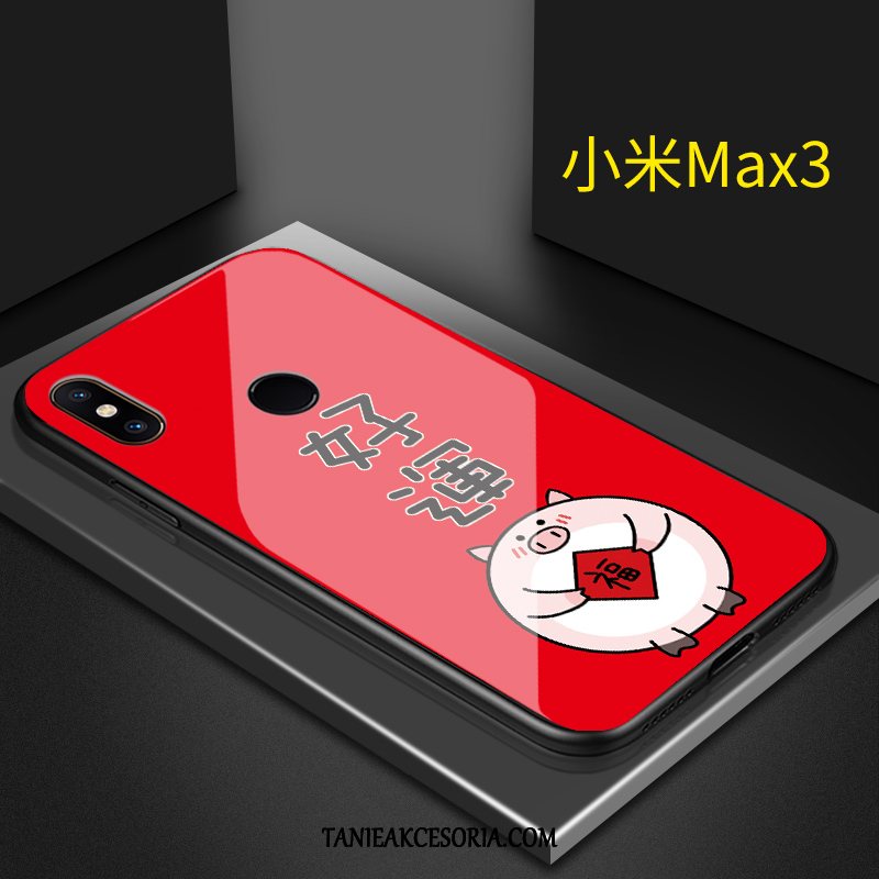 Etui Xiaomi Mi Max 3 Czerwony Netto Modna Marka Telefon Komórkowy, Pokrowce Xiaomi Mi Max 3 Nowy Szkło Zakochani Beige