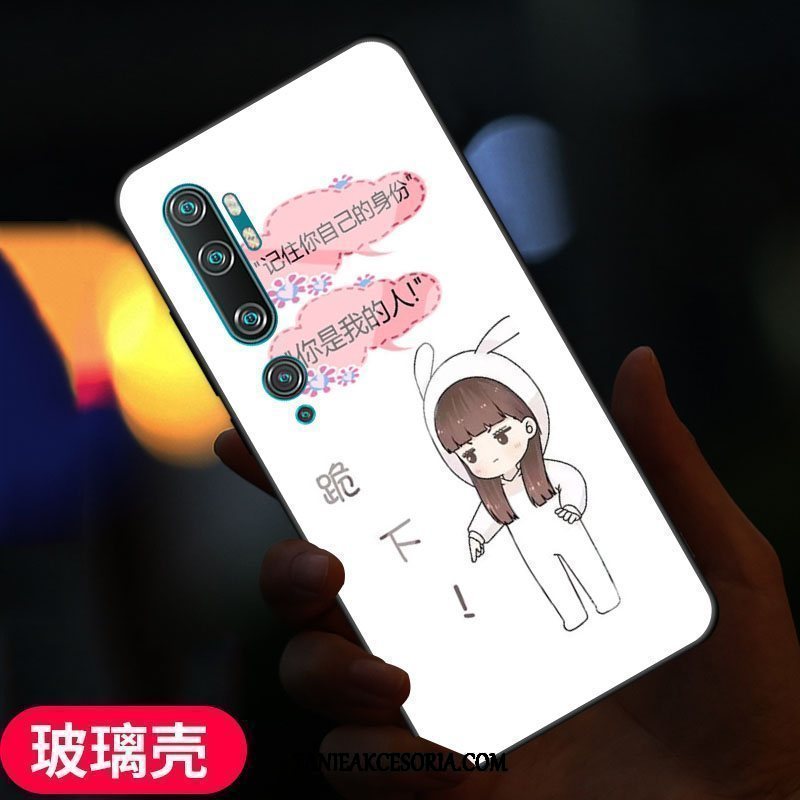 Etui Xiaomi Mi Note 10 Anti-fall Dostosowane Biały, Obudowa Xiaomi Mi Note 10 Czerwony Netto Szkło Hartowane Ochraniacz Beige