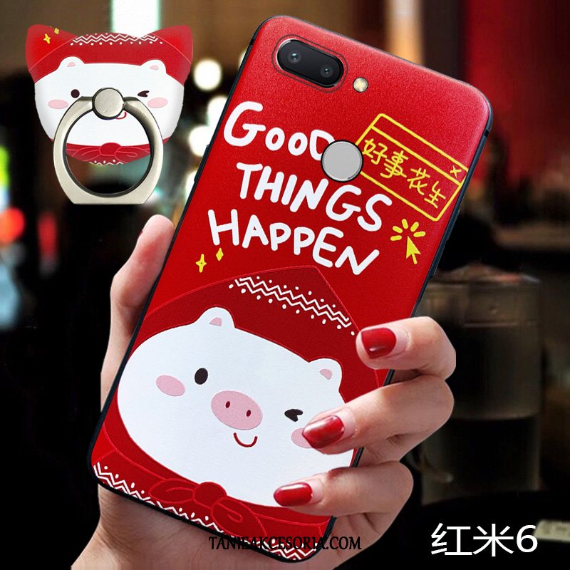Etui Xiaomi Redmi 6 Piękny Miękki Czerwony, Pokrowce Xiaomi Redmi 6 Anti-fall Relief All Inclusive Beige