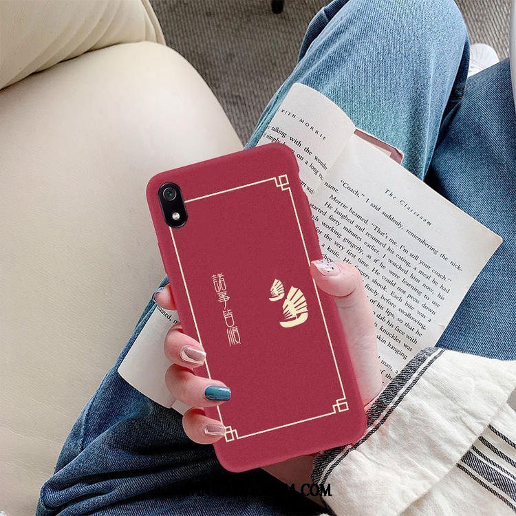 Etui Xiaomi Redmi 7a Czerwony Święto Silikonowe, Futerał Xiaomi Redmi 7a Nubuku Cienkie Anti-fall Beige