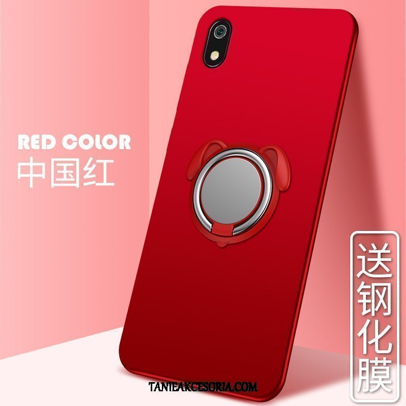 Etui Xiaomi Redmi 7a Telefon Komórkowy All Inclusive Ring, Obudowa Xiaomi Redmi 7a Nubuku Czerwony Anti-fall Beige