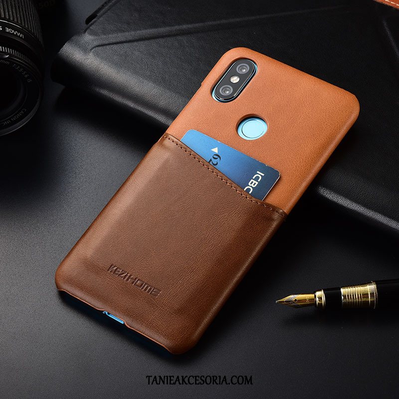 Etui Xiaomi Redmi Note 6 Pro Czerwony Karta Prawdziwa Skóra, Obudowa Xiaomi Redmi Note 6 Pro Khaki Telefon Komórkowy Mieszane Kolory Beige