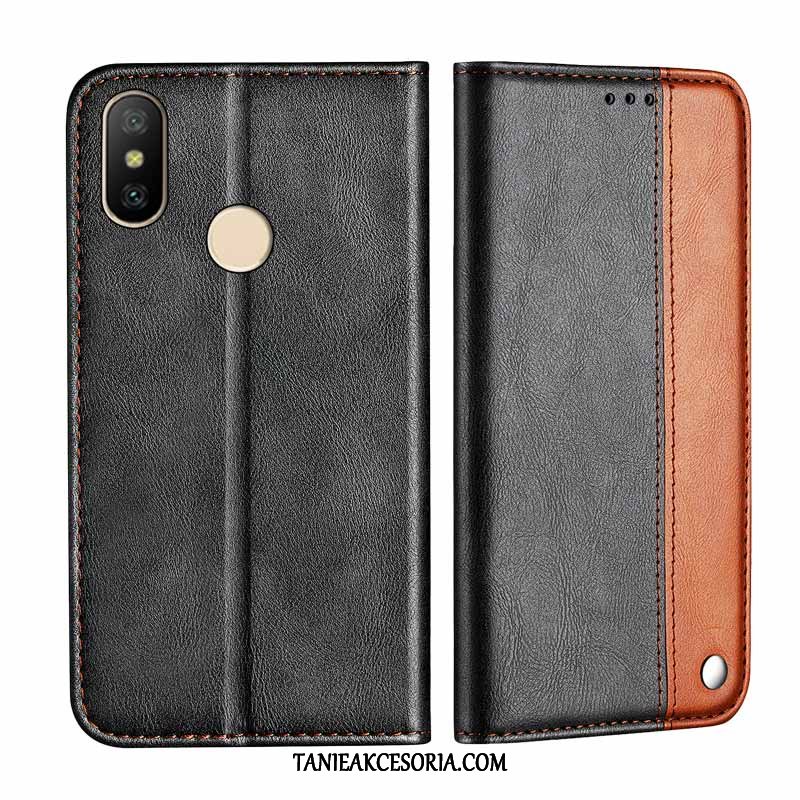 Etui Xiaomi Redmi Note 6 Pro Karta Anti-fall Czarny, Obudowa Xiaomi Redmi Note 6 Pro Skórzany Futerał Prawdziwa Skóra Czerwony Beige