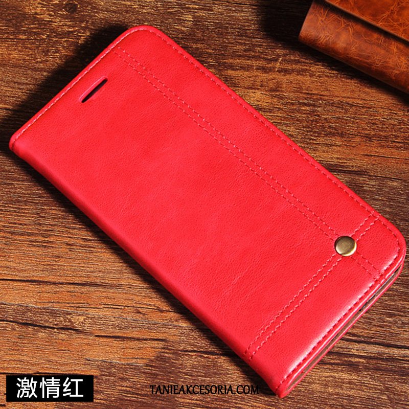 Etui Xiaomi Redmi Note 7 Telefon Komórkowy Skórzany Futerał Szkło Hartowane, Pokrowce Xiaomi Redmi Note 7 Czerwony Mały Filmy Beige