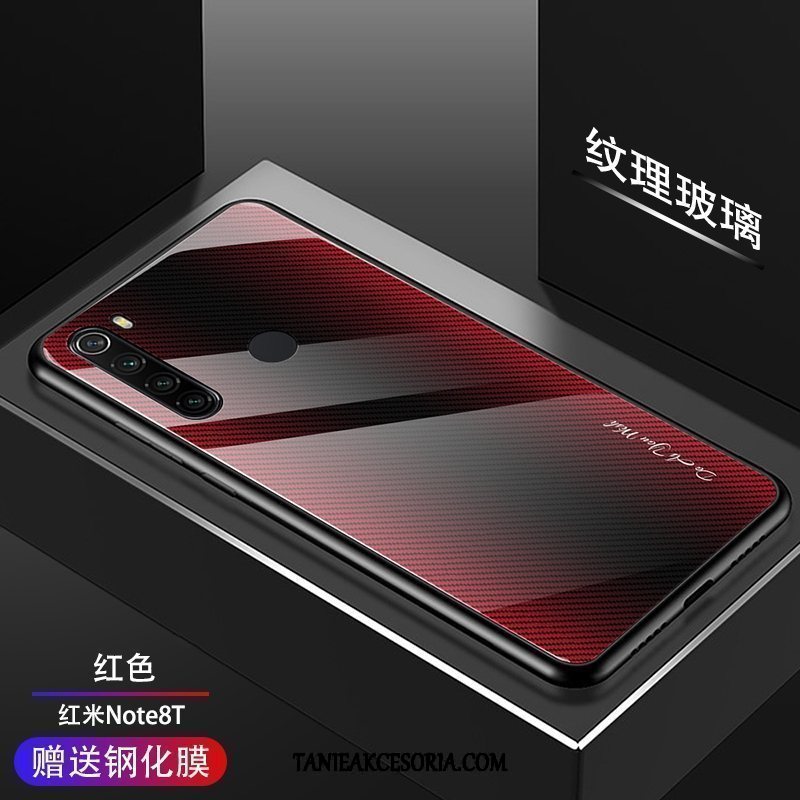 Etui Xiaomi Redmi Note 8t Czerwony Szkło Gradient, Obudowa Xiaomi Redmi Note 8t Ochraniacz Filmy Szkło Hartowane Beige