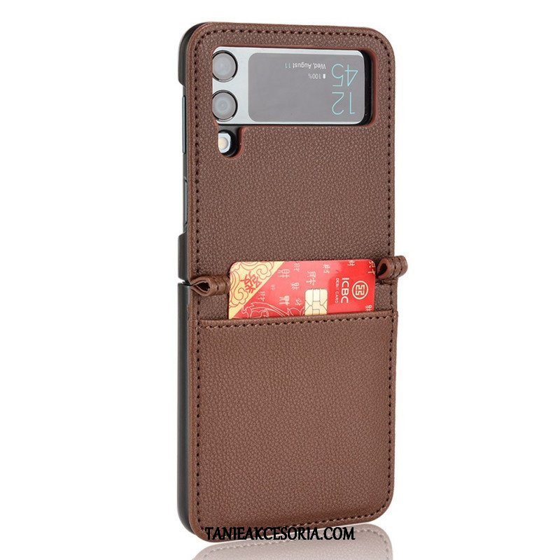 Etui do Samsung Galaxy Z Flip 3 5G Etui Folio Skórzane Etui Na Karty W Stylu Litchi