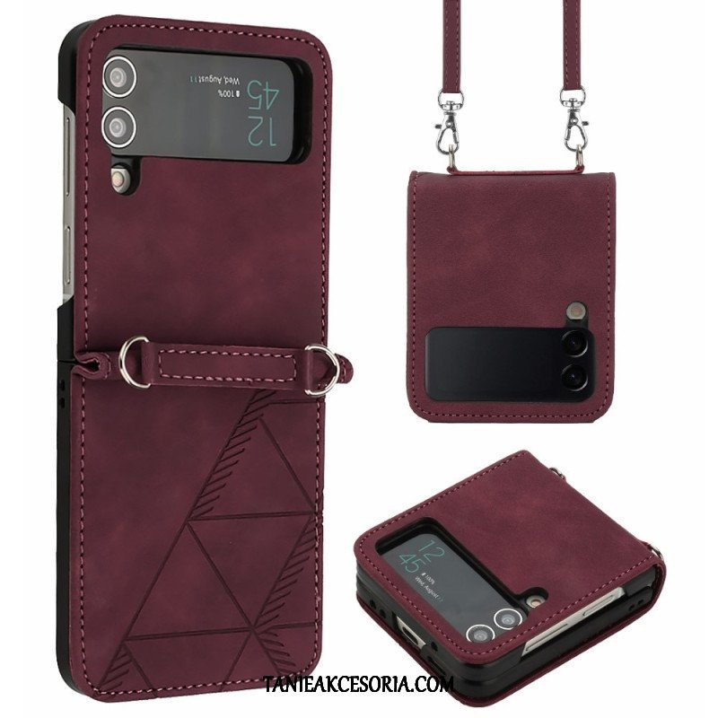 Etui do Samsung Galaxy Z Flip 4 Etui Folio Trójkąty Z Paskiem Na Ramię