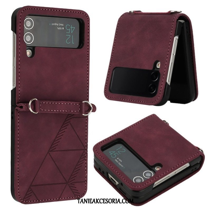 Etui do Samsung Galaxy Z Flip 4 Etui Folio Trójkąty Ze Sztucznej Skóry