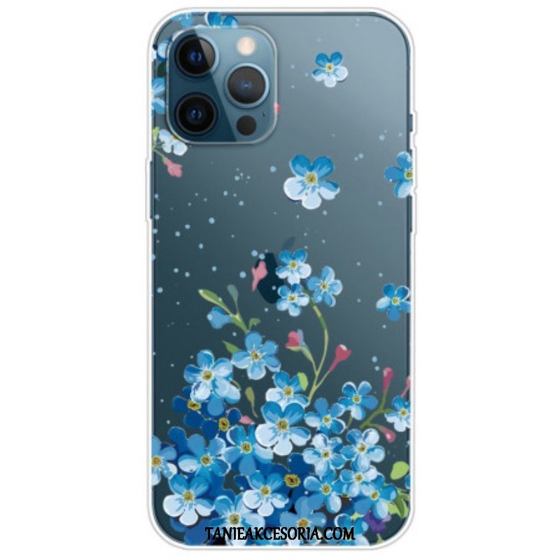 Etui do iPhone 14 Pro Bezszwowi Błękitni Kwiaty