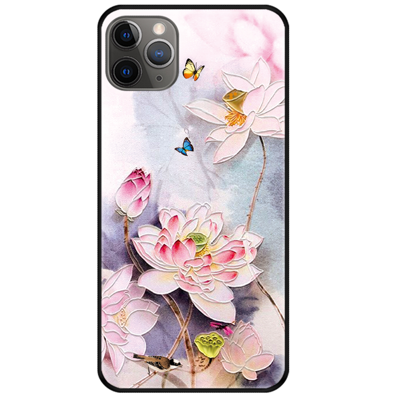 Etui iPhone 11 Pro Chiński Styl Ochraniacz Różowe, Futerał iPhone 11 Pro Kwiaty Vintage Wiszące Ozdoby