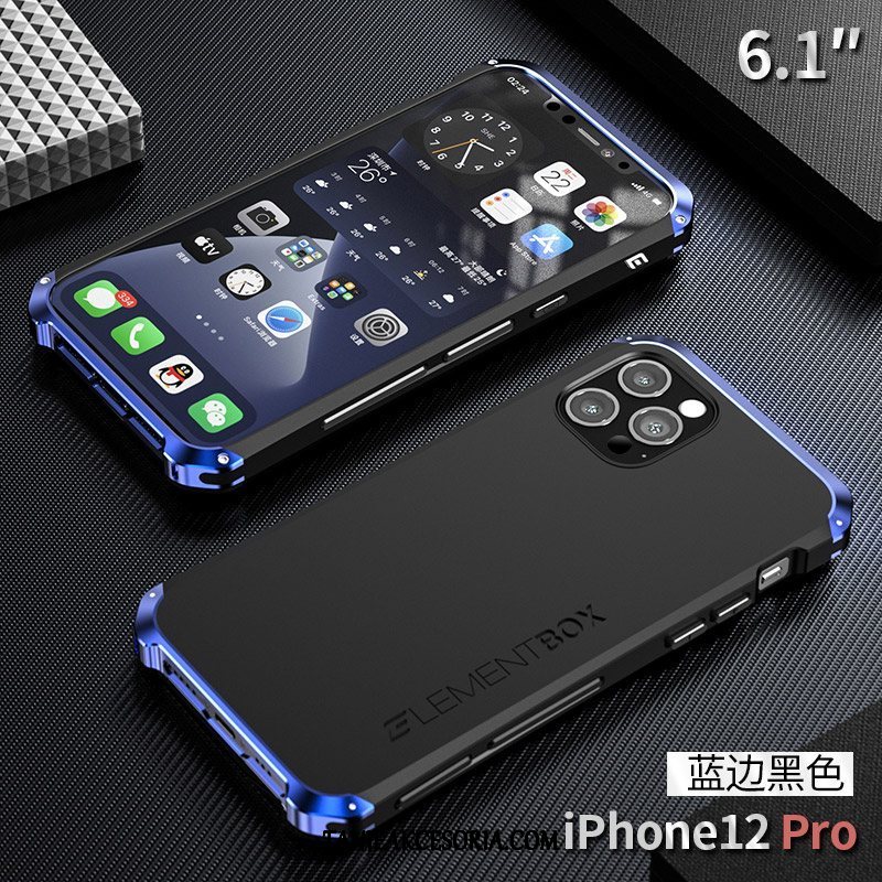 Etui iPhone 12 Pro All Inclusive Granica Ochraniacz, Obudowa iPhone 12 Pro Niebieski Metal Nowy