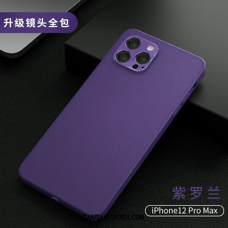 Etui iPhone 12 Pro Max Czerwony Netto Purpurowy Skóra, Obudowa iPhone 12 Pro Max Nowy Kreatywne Prawdziwa Skóra