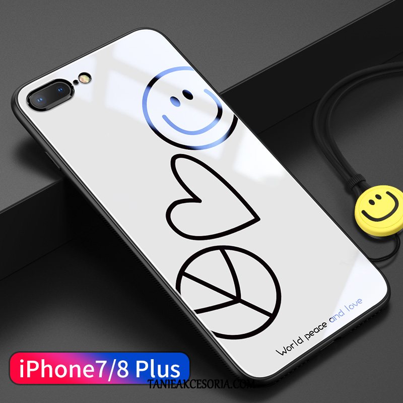 Etui iPhone 7 Plus Zakochani Telefon Komórkowy Biały, Futerał iPhone 7 Plus Wisząca Szyja Szkło Tendencja