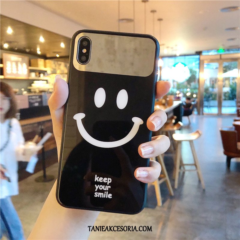 Etui iPhone X Szkło Smile Czarny, Futerał iPhone X Telefon Komórkowy Czerwony Netto Wiszące Ozdoby