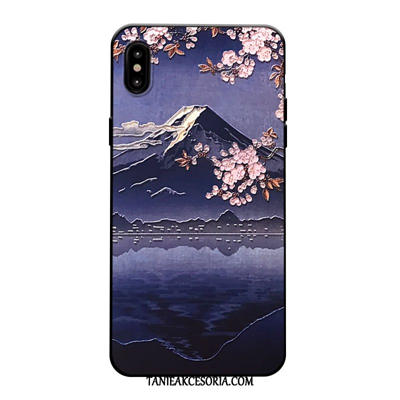 Etui iPhone Xs Max Telefon Komórkowy Sakura Wiatr, Obudowa iPhone Xs Max Relief Niebieski