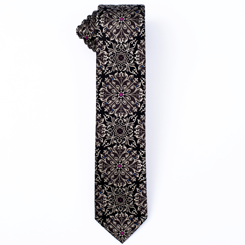 Męskie Krawat Kwiatowa Vintage Moda, Krawat 6 Cm Pan Młody Casual Schwarz