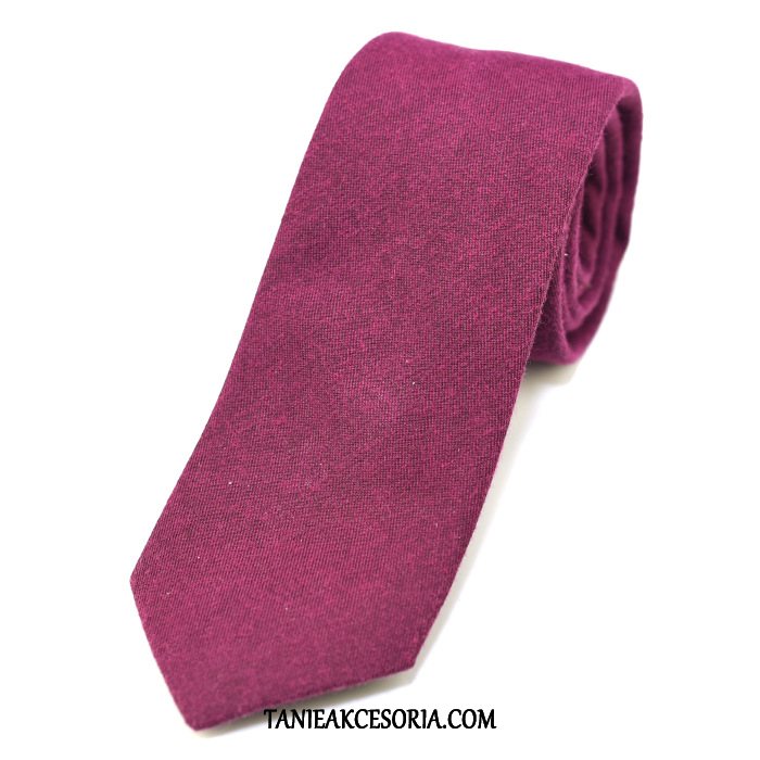 Męskie Krawat Z Bawełny Prosty Brytyjski, Krawat Koszula Vintage Damska Rot
