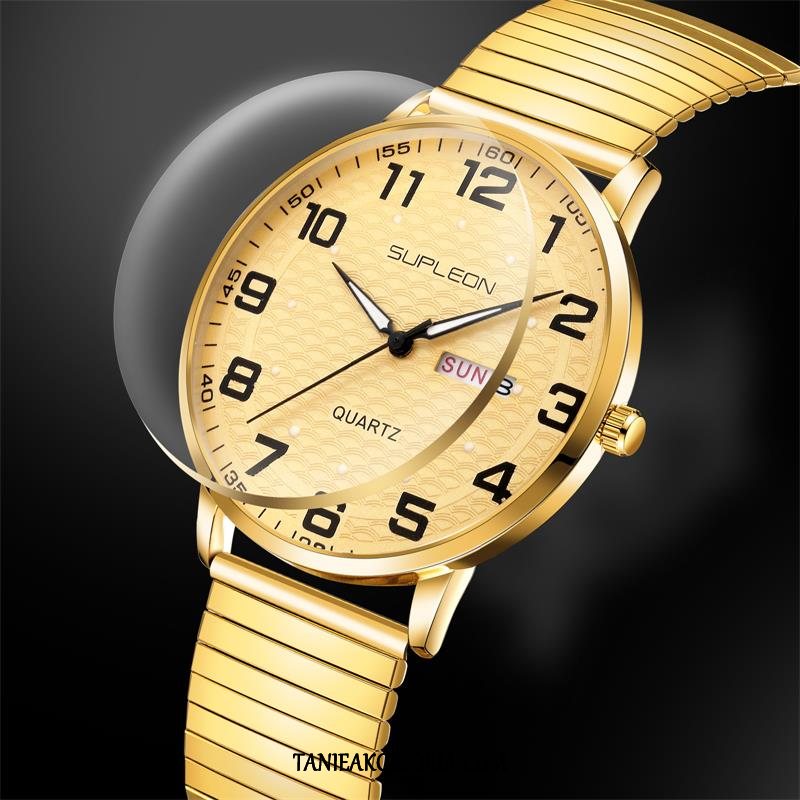 Męskie Zegarek Na Rękę Wodoodporny Wielki Damska, Zegarek Na Rękę Elastyczne Matka Świecące Gold